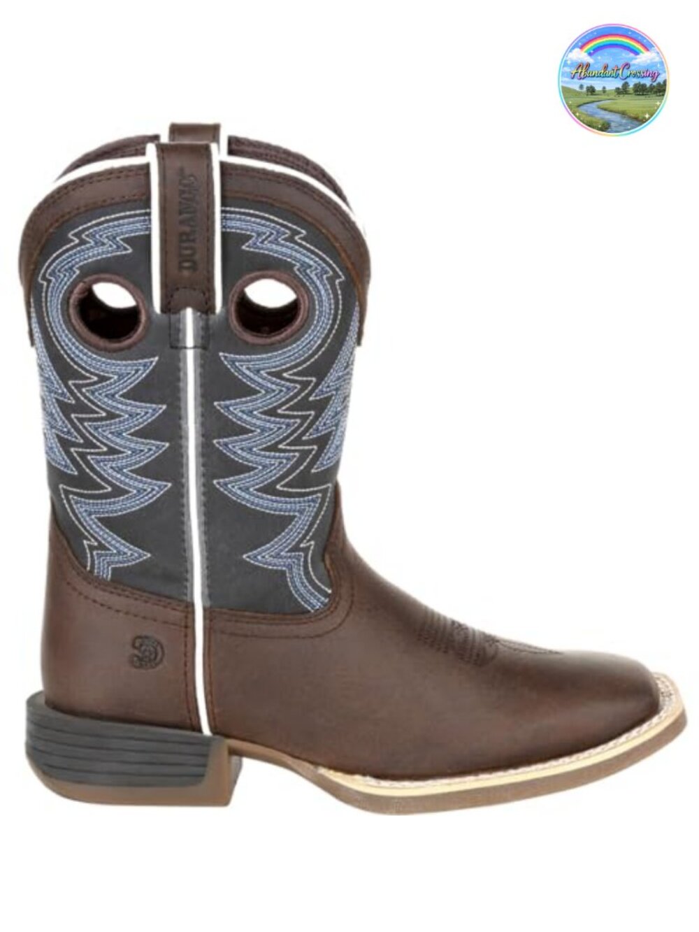Girls Square Toe Western Pull-On Boots with Full-Grain Leather and Mesh Lining